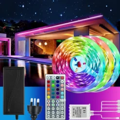 49.2ft LED RGB Light Strips 3x5m 5050 SMD 450 Leds Waterproof 10mm Fexible Strip Light Tape Color Changing with 44key IR Remote Controller Kit DC 12V
