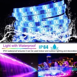 49.2ft LED RGB Light Strips 3x5m 5050 SMD 450 Leds Waterproof 10mm Fexible Strip Light Tape Color Changing with 44key IR Remote Controller Kit DC 12V