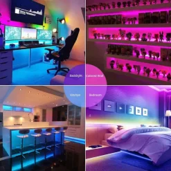 49.2ft LED RGB Light Strips 3x5m 5050 SMD 450 Leds Waterproof 10mm Fexible Strip Light Tape Color Changing with 44key IR Remote Controller Kit DC 12V