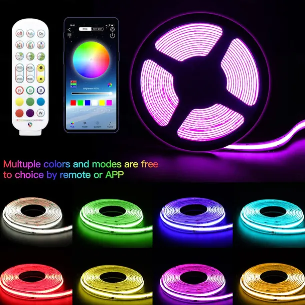32.8ft 10m COB Bluetooth LED Smart Strip Lights Christmas Decor Music Sync RGB APP Color Changing for Bedroom Home TV Back Light DIY Décor