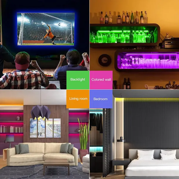 32.8ft 10m COB Bluetooth LED Smart Strip Lights Christmas Decor Music Sync RGB APP Color Changing for Bedroom Home TV Back Light DIY Décor