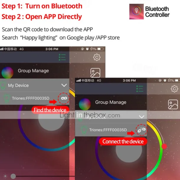 32.8ft 10m COB Bluetooth LED Smart Strip Lights Christmas Decor Music Sync RGB APP Color Changing for Bedroom Home TV Back Light DIY Décor