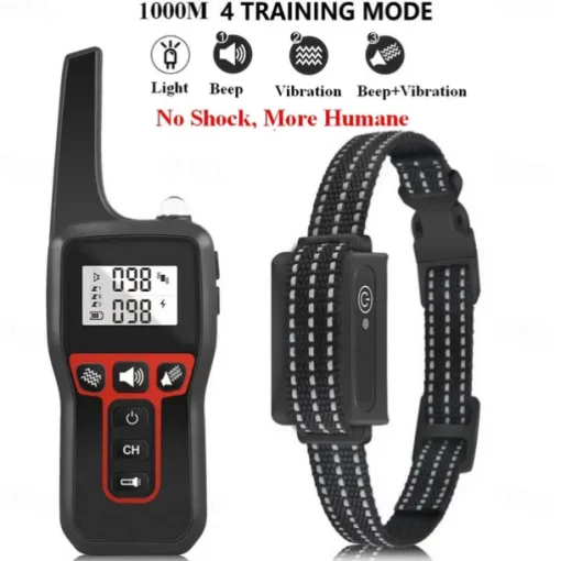 3300FT No Shock Pet Dog Training Collar Beep Vibrating Pet Trainer IPX7 Waterproof Rechargeable Pet Training Collar No Prongs Sound and Vibration Collar