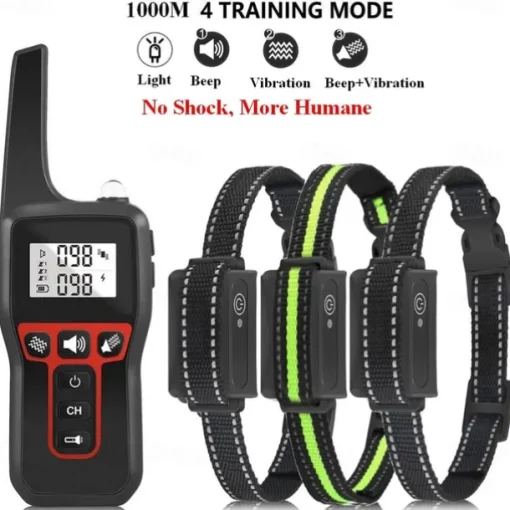 3300FT No Shock Pet Dog Training Collar Beep Vibrating Pet Trainer IPX7 Waterproof Rechargeable Pet Training Collar No Prongs Sound and Vibration Collar