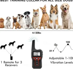 3300FT No Shock Pet Dog Training Collar Beep Vibrating Pet Trainer IPX7 Waterproof Rechargeable Pet Training Collar No Prongs Sound and Vibration Collar