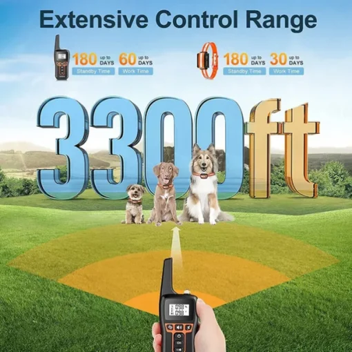 3300Ft Pet Dog Training Collar with Remote 9 Tone Option Rechargeable Waterproof IPX7 Swimming Shock Training Collar