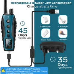 4000FT Pet Dog Training Shock Collar with Flashing Light for Night Walks Adjustable Pitch Beep Vibration Shock Keypad Lock Rechargeable IPX7 Waterproof