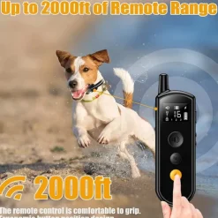 2000FT Remote Control Dog Training Collar Electric Shock Vibration Beeps Mode 16 Level Keypad Lock IPX8 Waterproof Rechargeable