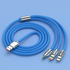 3.3ft 120W 3-In-1 Multi Fast Charging Nylon Braided Cable USB Charger Cord With 3 Different Ports (USB C/Micro/Lightning)