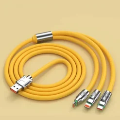 3.3ft 120W 3-In-1 Multi Fast Charging Nylon Braided Cable USB Charger Cord With 3 Different Ports (USB C/Micro/Lightning)