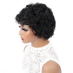 Full mechanism Brazilian hair real person wig head cover 150% density natural color small curly hair cover