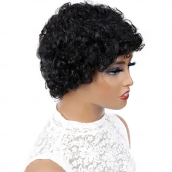 Full mechanism Brazilian hair real person wig head cover 150% density natural color small curly hair cover