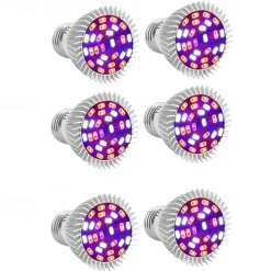Full Spectrum LED Grow Light E27/GU10/E14 Bulb - UV Black Light & IR 28 LEDs for Greenhouse & Plant Growing Set of 4/6