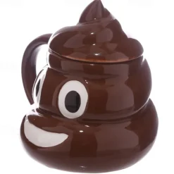 Funny Poop Ceramic Mug Cartoon Smile Coffee Milk Mug Porcelain Water Cup with Handgrip Lid Tea Cup Office Drinkware