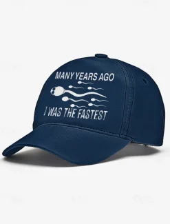 Funny Printed Baseball Cap with 'Many Years Ago I Was the Fastest' Quote, Adjustable Dad Hat for Men and Women, Perfect for Casual Wear, Gag Gifts, and Parties
