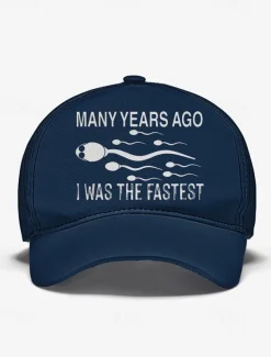 Funny Printed Baseball Cap with 'Many Years Ago I Was the Fastest' Quote, Adjustable Dad Hat for Men and Women, Perfect for Casual Wear, Gag Gifts, and Parties
