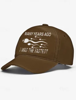 Funny Printed Baseball Cap with 'Many Years Ago I Was the Fastest' Quote, Adjustable Dad Hat for Men and Women, Perfect for Casual Wear, Gag Gifts, and Parties
