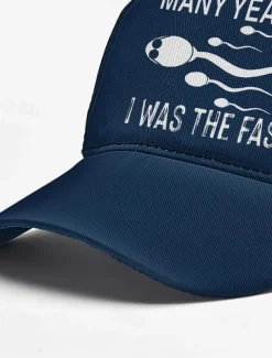 Funny Printed Baseball Cap with 'Many Years Ago I Was the Fastest' Quote, Adjustable Dad Hat for Men and Women, Perfect for Casual Wear, Gag Gifts, and Parties