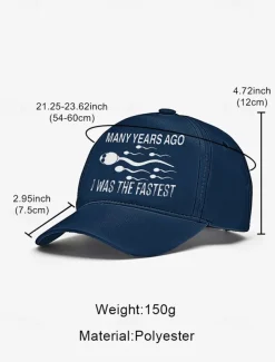 Funny Printed Baseball Cap with 'Many Years Ago I Was the Fastest' Quote, Adjustable Dad Hat for Men and Women, Perfect for Casual Wear, Gag Gifts, and Parties