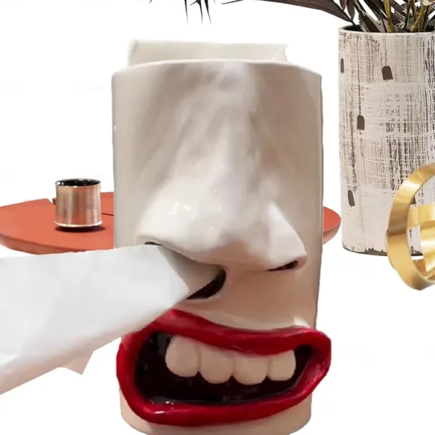 Funny Tissue Box, 13 cm Resin Tissue Dispenser, Decorative Tissue Box Dispenser, Creative 3D Cosmetic Tissue Box, Dispenser Boxes for Face Tissues for Home and Kitchen