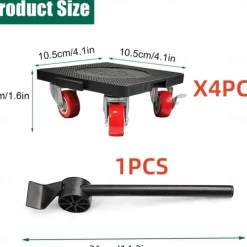 Furniture Mover with Wheels & Lifter Set 360 Swivel Casters 880lbs Capacity Furniture Dolly for Moving Heavy Furniture Refrigerator Sofa Cabinet