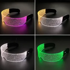 Future Technology Glasses (6.69"×5.91"), LED Light-emitting Glasses, Bar Bungee Boosters, Two-color Full Sky Star Light-emitting Goggles