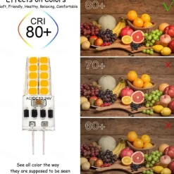 G4 Bi-Pin Base LED Light Bulbs 5W T3 JC Halogen Lamp Equivalent 30W AC/DC 12V 24V Dimmable LED Lights White Warm White for Chandelier Under Cabinet Lighting 10Pcs