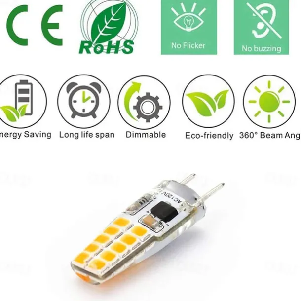 G8 Bi-pin Base LED Light 110V 3W - White/Warm White Corn Bulb for Chandelier, Crystal Lamp, & Cabinet 1/5pcs)