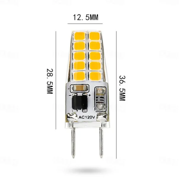 G8 Bi-pin Base LED Light 110V 3W - White/Warm White Corn Bulb for Chandelier, Crystal Lamp, & Cabinet 1/5pcs)