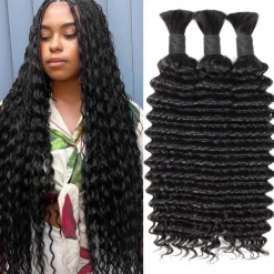 300g Deep Wave Bulk Human Hair For Braiding 100% Unprocessed Bulk Human Hair Extensions No Weft Curly Human Hair For Braiding