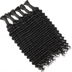 300g Deep Wave Bulk Human Hair For Braiding 100% Unprocessed Bulk Human Hair Extensions No Weft Curly Human Hair For Braiding