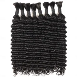 300g Deep Wave Bulk Human Hair For Braiding 100% Unprocessed Bulk Human Hair Extensions No Weft Curly Human Hair For Braiding