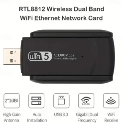 2.4G 5G 1300Mbps Usb Wireless Network Card Dongle Antenna AP Wifi Adapter Dual Band Wi-Fi Usb 3.0 Lan Ethernet 1200M
