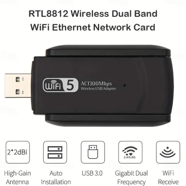 2.4G 5G 1300Mbps Usb Wireless Network Card Dongle Antenna AP Wifi Adapter Dual Band Wi-Fi Usb 3.0 Lan Ethernet 1200M