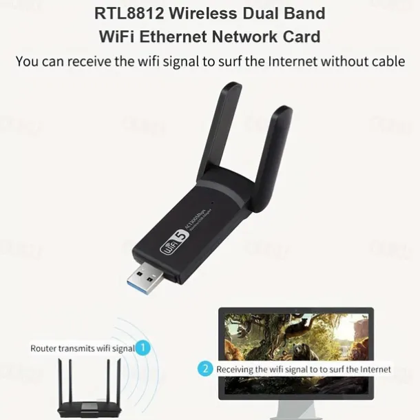 2.4G 5G 1300Mbps Usb Wireless Network Card Dongle Antenna AP Wifi Adapter Dual Band Wi-Fi Usb 3.0 Lan Ethernet 1200M