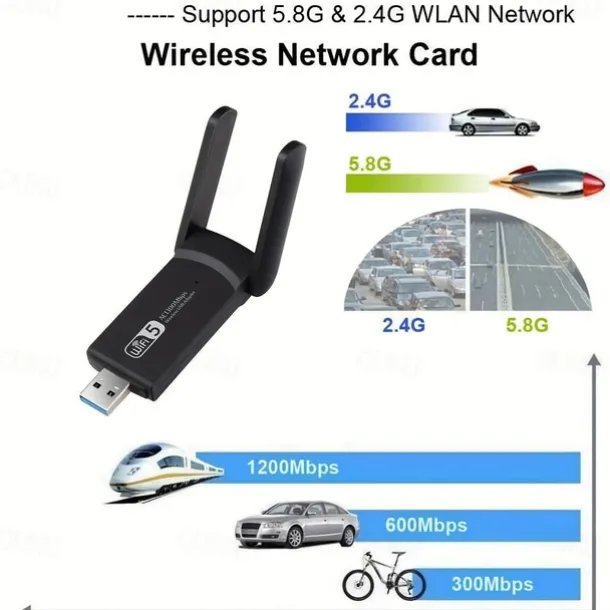 2.4G 5G 1300Mbps Usb Wireless Network Card Dongle Antenna AP Wifi Adapter Dual Band Wi-Fi Usb 3.0 Lan Ethernet 1200M