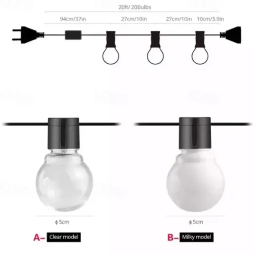 G50 Globe Bulb LED Fairy String Light Outdoor Lights Street Wedding Garden Patio Christmas Decoration Light 220V EU Plug