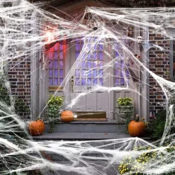 300g Halloween Decorations Artificial Spider Web Stretchy Cobweb Scary Party Halloween Decoration for Bar Haunted House Scene Props