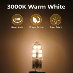 G4 LED Bulb AC/DC 12V G4 Bi-Pin Base Lights Dimmable G4 20W Halogen Bulb Replacement Warm White 3000K/ White 6000K Clear Cover 5Pack