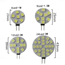 G4 LED Bulbs DC 12V Dimmable 1W/1.5W/2W/3W, 10W-30W Halogen Equivalent, 3000K Warm White/6000K Daylight, 180° Beam Angle (5 Pcs)