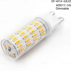 G9 LED Corn Bulbs Dimmable 5W 12V/24V AC/DC – 63LED 4014 for Chandelier, RV, Camper, Marine 4pcs