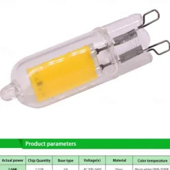 G9 LED Light Bulbs 2/4W 20/40W Halogen Equivalent 3000K Warm White/6000K White for Home Lighting Chandeliers Household Applications 5 Pcs