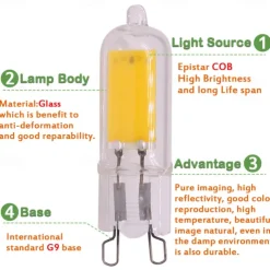 G9 LED Light Bulbs 2/4W 20/40W Halogen Equivalent 3000K Warm White/6000K White for Home Lighting Chandeliers Household Applications 5 Pcs