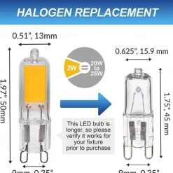 G9 LED Light Bulbs 2/4W 20/40W Halogen Equivalent 3000K Warm White/6000K White for Home Lighting Chandeliers Household Applications 5 Pcs