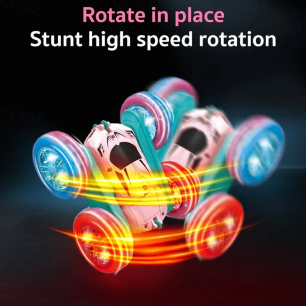 2.4g Remote Control Stunt Car Four-Wheel Drive Double-Sided Car Twist Arm Fancy Tumbling Light Tire Children's Toy Car Rc