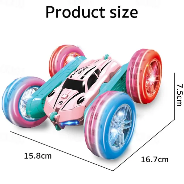 2.4g Remote Control Stunt Car Four-Wheel Drive Double-Sided Car Twist Arm Fancy Tumbling Light Tire Children's Toy Car Rc