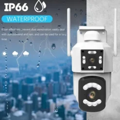 2.4G WIFI Security CCTV Camera Dual Len Wireless IP Camera Two-Way Audio Talk Auto Tracking Waterproof Network Camera Digital Zoom Surveillance PTZ Camera