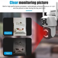 2.4G WIFI Security CCTV Camera Dual Len Wireless IP Camera Two-Way Audio Talk Auto Tracking Waterproof Network Camera Digital Zoom Surveillance PTZ Camera