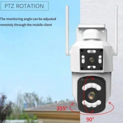 2.4G WIFI Security CCTV Camera Dual Len Wireless IP Camera Two-Way Audio Talk Auto Tracking Waterproof Network Camera Digital Zoom Surveillance PTZ Camera