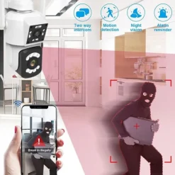 2.4G WIFI Security CCTV Camera Dual Len Wireless IP Camera Two-Way Audio Talk Auto Tracking Waterproof Network Camera Digital Zoom Surveillance PTZ Camera